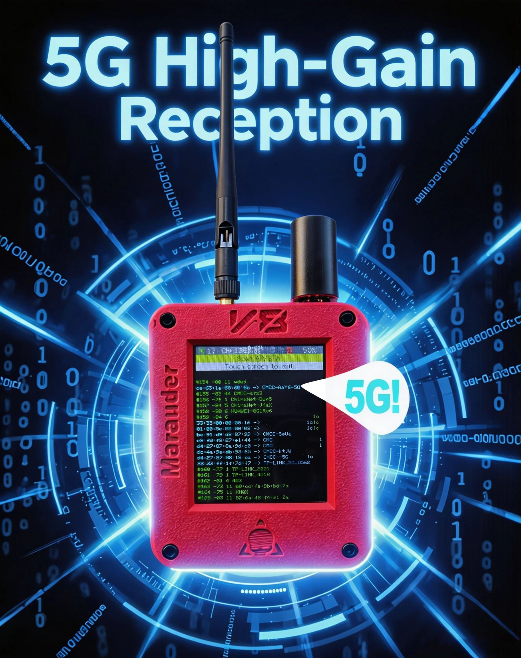 ESP32 Marauder V8 ESP32-C5 Device 2.8 Inch Touch Display Dual Band WiFi Bluetooth GPS Support 2.4G & 5G Signal Wireless Tool